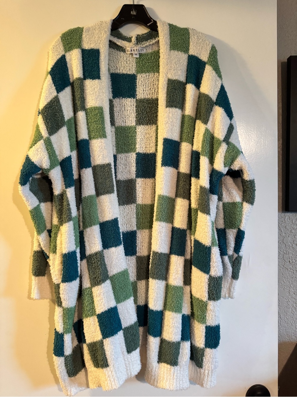 NWOT Blakeley Open Cardigan Sweater - Green Check